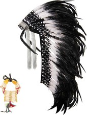 Large Native Indian Headdress - Feather Black and White picture