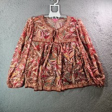 NWOT Flying Tomato Top Blouse Women XL Paisley Print w Inner Tank Maroon Tone picture