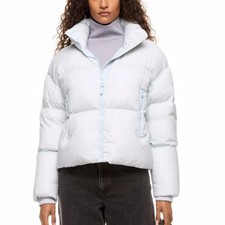 Mackage Power Blue Puffer Jacket XS Crop Ski Oversized Retro Wool Designer $990 picture
