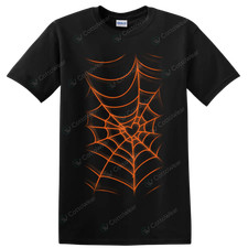 Halloween Spider Web T Shirt Orange Cobweb Gothic Hanging Web Design Tee Gift picture
