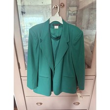 Vintage Savannah NWT 2-Pc Emerald Green Wool Blazer & 100% Silk Blouse Set picture