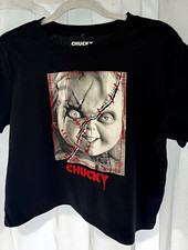 CHUCKY Child's Play Chucky Black Graphic Print Crew Neck Tee women’s  XL picture