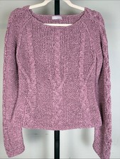 ✨TESS Vintage 90s Mauve Pink Chunky Cable Knit Sweater EUC Size Small picture