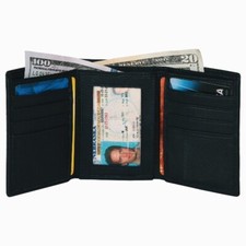 MARSHAL Genuine Leather Men RFID Credit Card slots Trifold Wallet, Black picture