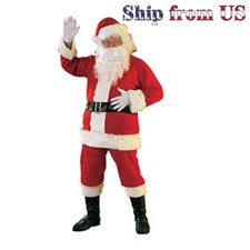 Merry Christmas Santa Claus Costume Suit 5pc Set Adult Cosplay Party Outfit Gift picture