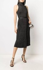 Diane Von Furstenberg DVF Lennon Metallic Wool Dress Black/Silver Small Nwt picture