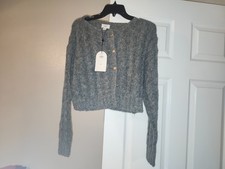 GAIA x Gap Grey Cable-Knit Mock Neck Cropped Sweater Women's M picture