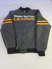 Blizzard Overwatch League Mens Large Black Gold Satin Bomber Jacket 2017 picture