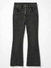 Good American Black Flare Button-Fly Jeans - 2 picture