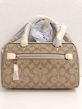 NWT Coach Rowan Satchel Signature Canvas Crossbody Handbag Khaki Chalk F83607 picture
