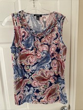 Chaps Women’s Gorgeous pink  Blue Beautiful Sleeveless Top  Sz L picture