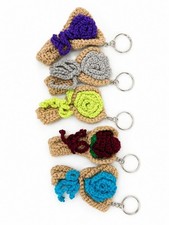 Handmade Crochet Flower Bouquet Keychain Cute Amigurumi Bag Charm Custom Order picture