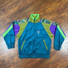 VINTAGE Lotto Boris Becker Jacket Mens L Green Colorblock Geometric Tennis Retro picture