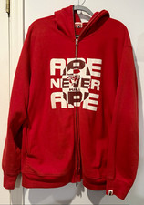 A Bathing Ape BAPE KAWS ASNKA Red Full Zip Graphic Print Hoodie w/ Pockets XL picture