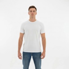NWT Men's Bamboo Organic Cotton T-Shirt Crew Neck Moisture Wicking Tee White picture