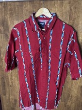 Vintage 90s Wrangler Aztec Western Shirt Cowboy Pearl Snap Button Red XL Tribal picture