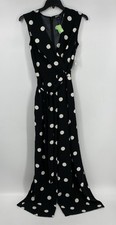 SLNY Black Polka Dot One Piece Jumpsuit Size 8 Sleeveless NWT picture