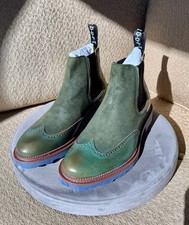 John Fluevog ZEDKIEL Chelsea Boot 21484 Mens 10, Navy and Green - picture
