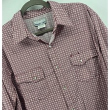 Wrangler Wrancher Mens XL Burgundy Geometric Western Snap Long Sleeve Shirt picture