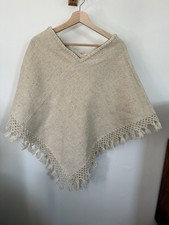 Native Brand Women’s Small Ivory 100% Wool Poncho picture