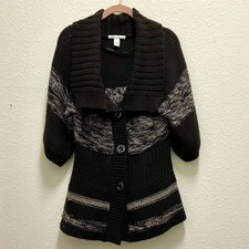 🆕 Kenneth Cole Cardigan w/ 3/4 Length Bishop Sleeve - Black & White picture