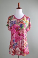 JOHNNY WAS NWT $135 Floral Frame Relaxed Dolman Sleeve Tee Top Size Small picture