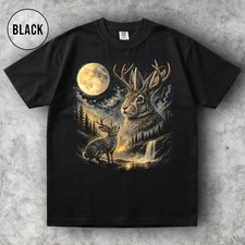 Western Jackalope Howling Moon Comfort Tee Mythical Animal Desert Unisex Top picture