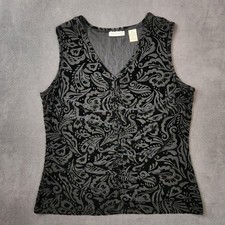 Vintage Apostrophe Top Womens Large Ruched Y2K 90s Velvet Burnout Whimsigoth picture