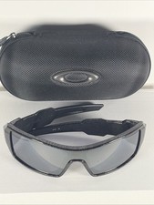 Vtg Oakley Oil Rig Sunglasses – Black Text Graphic Frame (24-001) with Hard Case picture