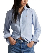 Polo Ralph Lauren Women's Blue Small The Iconic Classic Fit Cotton Oxford Shirt picture