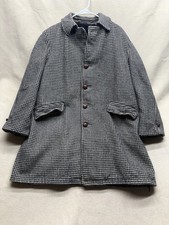 Vintage 50s 60s McGregor Wool Houndstooth Car Coat Sherpa Jacket Size 42 USA picture