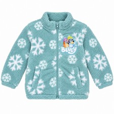 Bluey Toddler Sherpa Full-Zip Jacket, Snowflake Print, Light Aqua picture