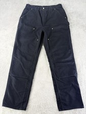 Vintage Carhartt Pants Mens 36 Black B01 Canvas Double Knee Loose Fit Union USA picture