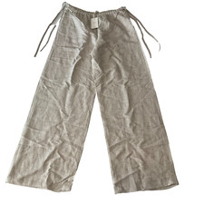 Aritzia Wilfred Linen Wide Leg Pants Womens Size S Brown Stretch Waist picture