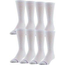 MediPeds unisex-adult Crew Socks With Men's 12-15, White (8-pairs)  picture
