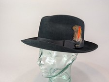 Vintage Royal Stetson Fedora Hat 7 1/4 Black Feather picture