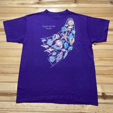 Vintage 90s Tarpon Springs Florida Sea Shells Ocean Graphic T-Shirt USA - XL picture