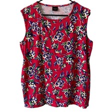 RAFAELLA STUDIO Pink Floral Sleeveless Cotton Tank Top Size XL Coastal Summer picture