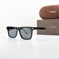 Tom Ford TF906 Black Frame Gray Lens Square Sunglasses Gold T Detail New w/ Box picture