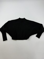 Zara Sweater Womens Medium Black Mock Neck Dolman Sleeve Knit Pullover Cropped picture