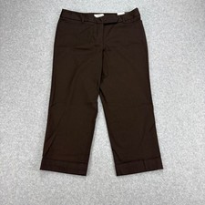 Ann Taylor Loft Trousers Womens Petite 4 Brown Marisa Crop Office Career Work picture