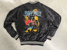 Vintage Jimmy Page Satin Bomber Jacket Size M Black Music Tour picture