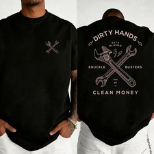 Dirty Hands Clean Money Wrench Workwear Graphic Cotton Unisex T-shirt picture