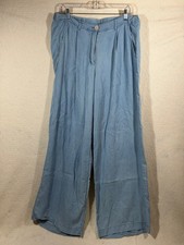 Industry Women's Light Blue Wide Leg Palazzo Pants Tencel Size M Pleated Front picture