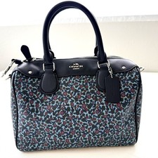 NWT Coach Mini Bennett Satchel Ranch Floral Canvas Print + Leather Blue F59445 picture
