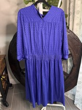 VTG 80s Marchionda of California Blue Purple Jacquard Blouson Maxi Dress L picture
