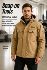 2026 Snap On Tools Mens INSULATED DEATACHABLE/Hood Winter Coat Zip Up Jacket NEW picture