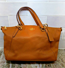 Authentic COACH Small Kelsey Satchel in Saddle Pebbled Leather (F28993) picture