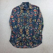 Desigual Shirt Mens Medium Blue Floral Long Sleeve Button Up Preppy Adult picture