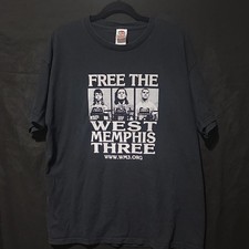 Vintage Free the West Memphis Three Shirt Mens XL Black Y2K Damien Jessie Jason picture